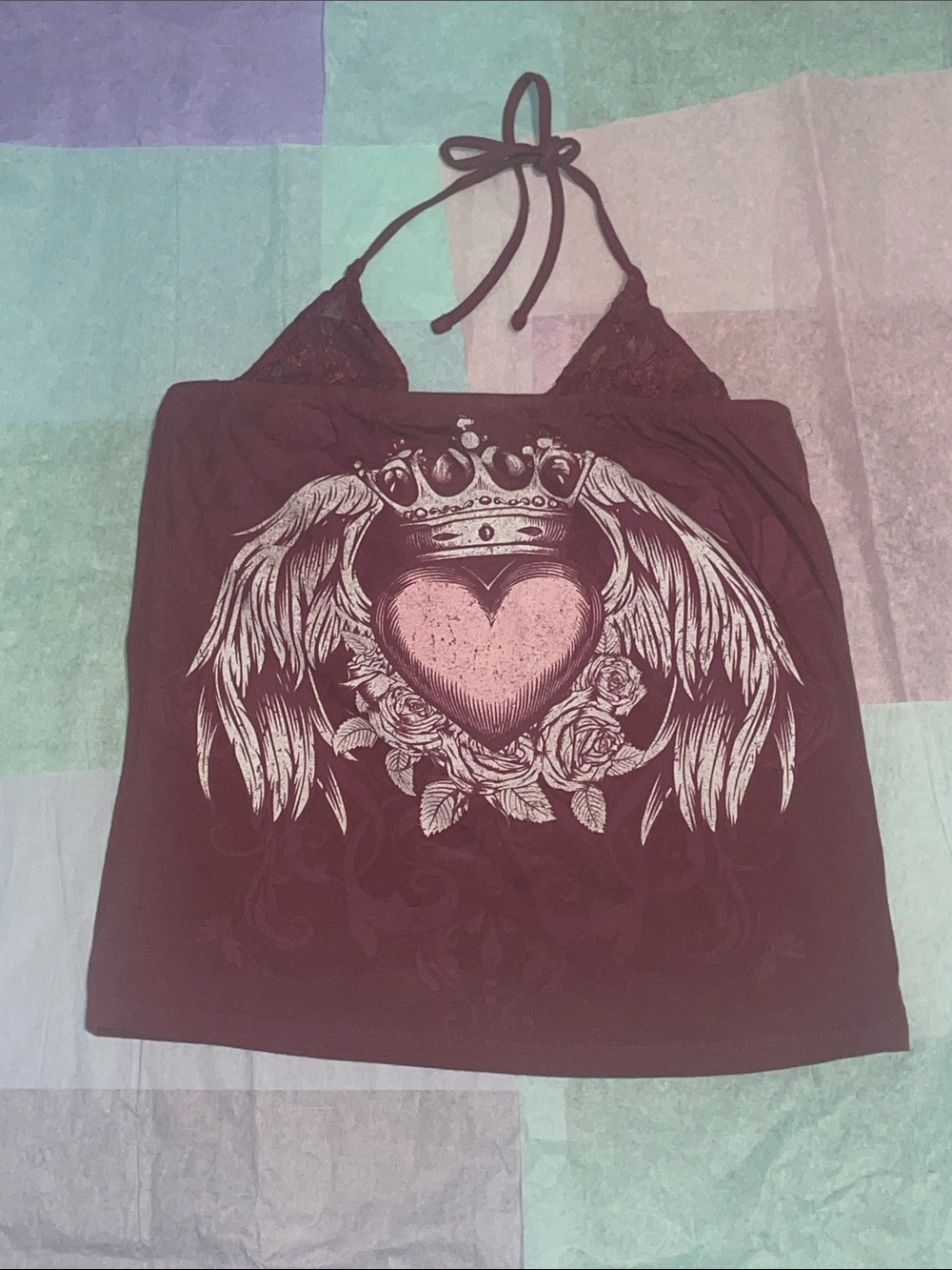 Women’s size small super cute halter top with built in bralette! - Deep Burgundy